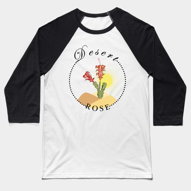 Desert Rose: Flourishing Cactus Amid Desert Dunes Baseball T-Shirt by Lighttera